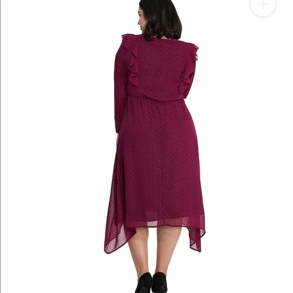 Wukogals Willow Chiffon Asymmetrical Dress Merlot - Picture 4 of 12